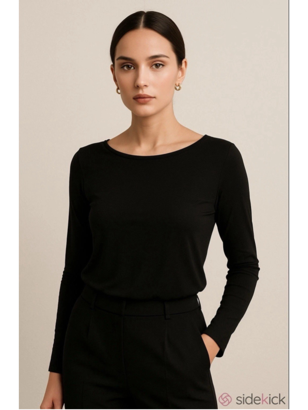 Eileen Fisher SILK Jersey Knit Crew Neck LS Top Black Size XL Minimalist Chic